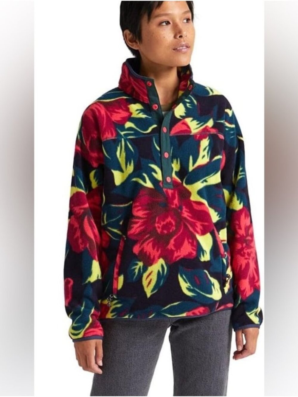 Burton Tropical Floral Hearth Fleece Pullover - Medium